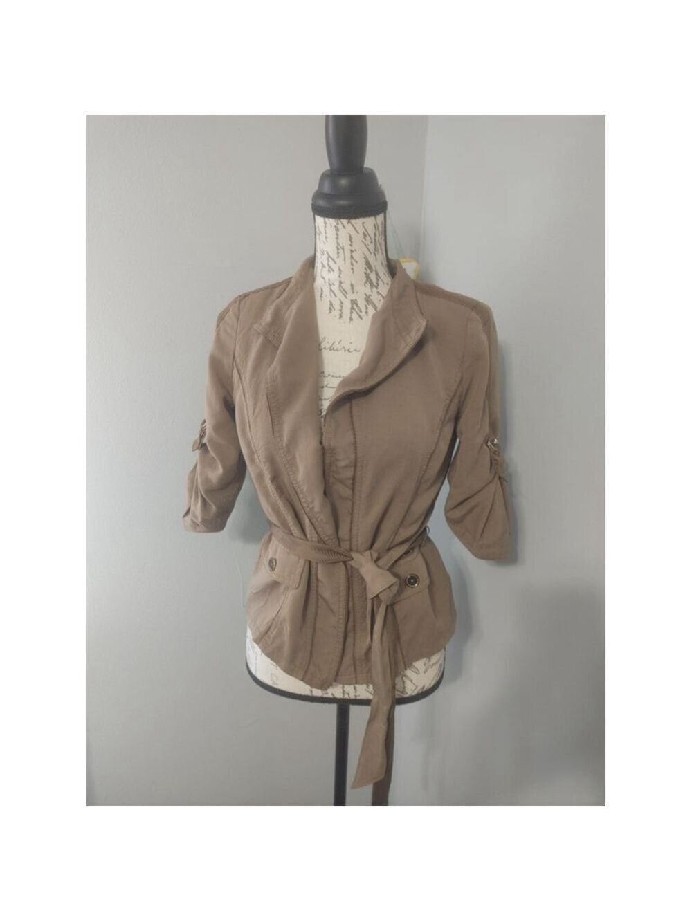 Women's White House Black Market Safari Jacket Size 2 Khaki Greenish/Brown